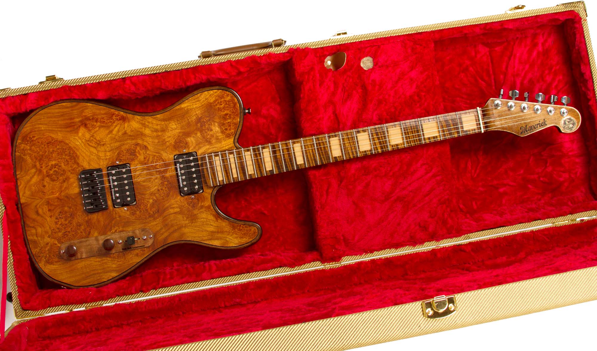 Guitar with burl wood figuring