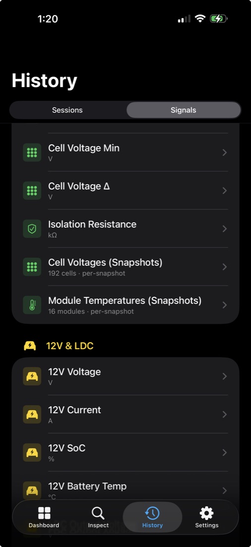 Signal history